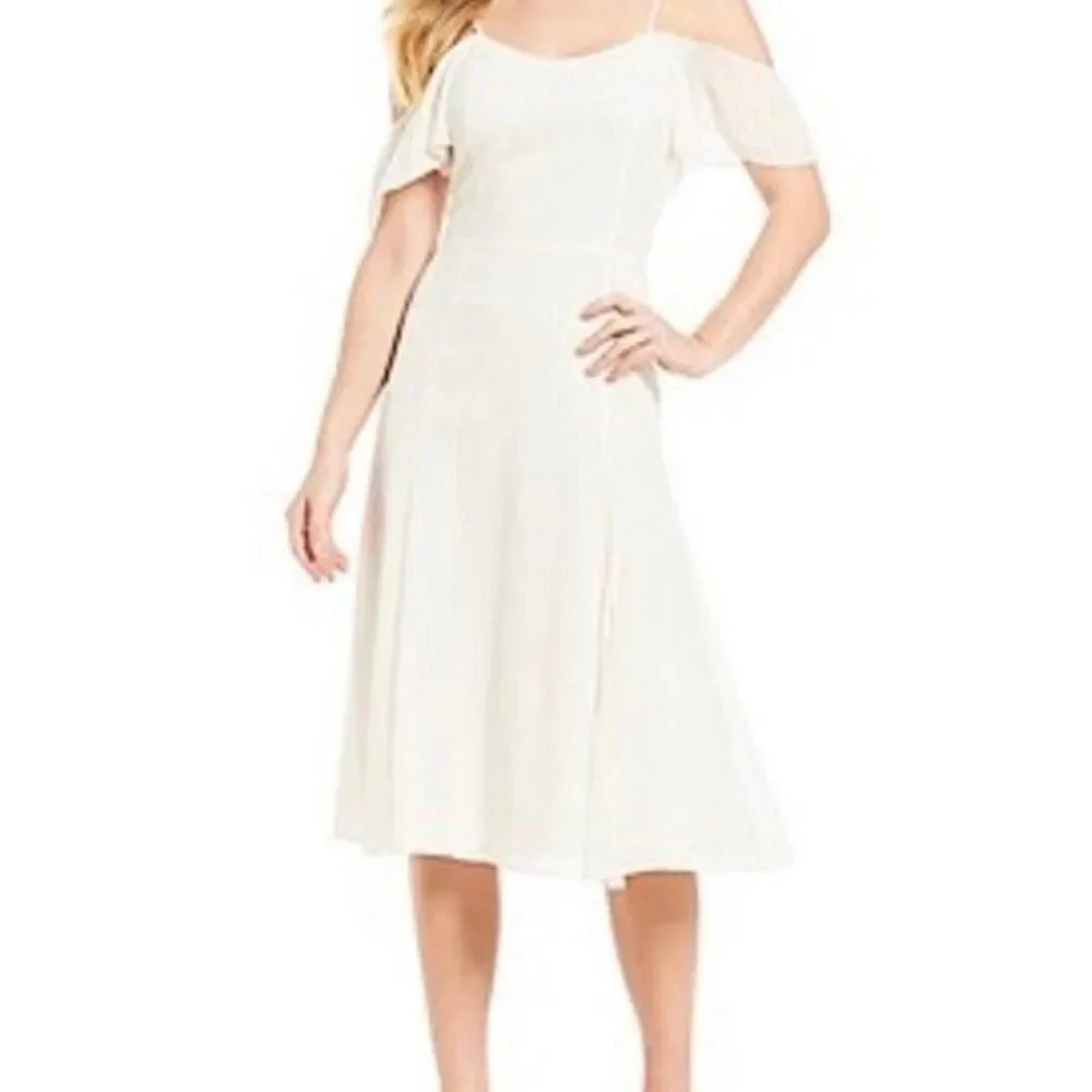 NWT HALSTON Cold Shoulder Dress White Chalk Size 6